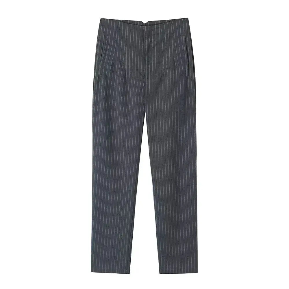 Duoperi Women High Waist Trousers Solid Color Premium Polyester Blend for Comfort and Flattering Fit