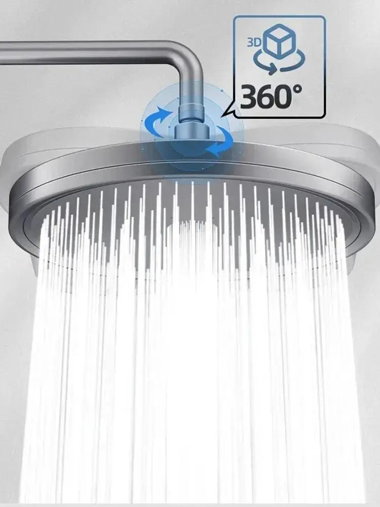230mm big panel showerhead with chrome finish, 6-mode rainfall, high-pressure water flow