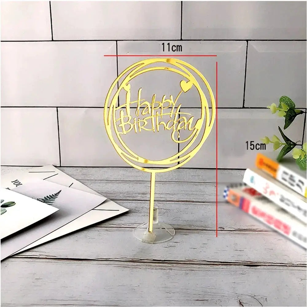 Ten Piece Set Multi Style Acrylic Happy Birthday Cake Toppers For Dessert Decoration