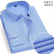Men's long-sleeve blue striped shirt with white buttons and chest pocket, Simples Market
