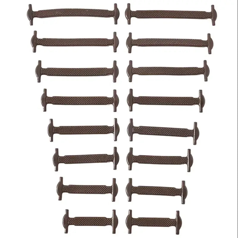 Elastic silicone shoelaces for sneakers, brown stretch laces, 16 pieces