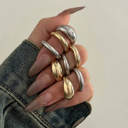 8 Pcs Chunky Open Smooth Surface Rings Set For Women Mixed Gold And Silver Color Fashion Accessories - Simples Market
