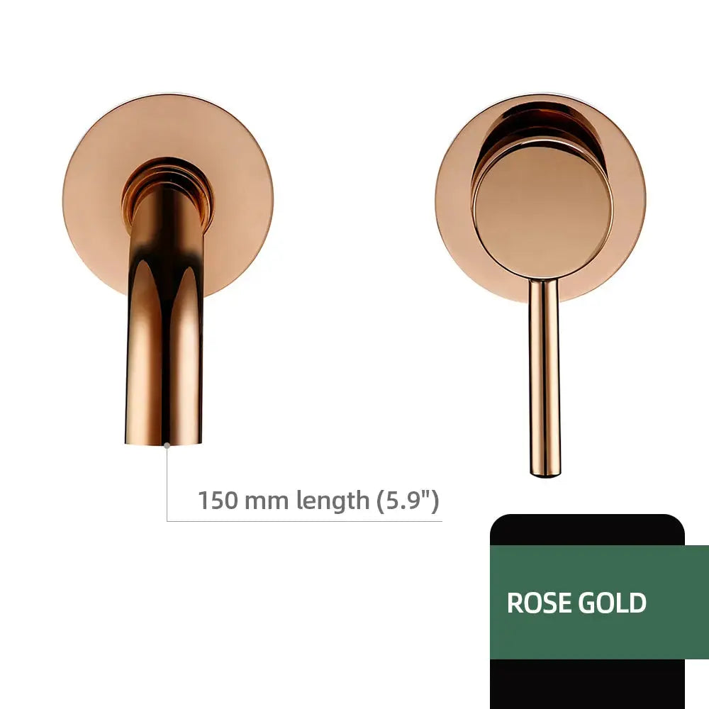 Rose gold brass wall-mounted basin faucet with single lever