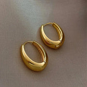 Hot Vintage Smooth Metal Hoop Earrings For Women Girls Elegant Luxury Korean Style Daily Wear