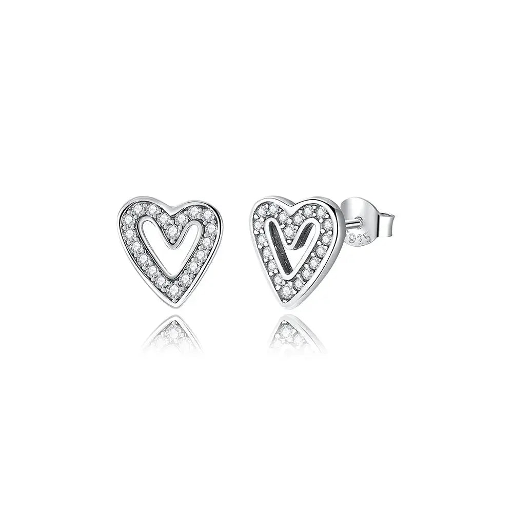 925 Sterling Silver Stud Hoop Earrings For Women Crystal Zircon Rose Gold Crown Heart Infinity Bee Design Jewelry