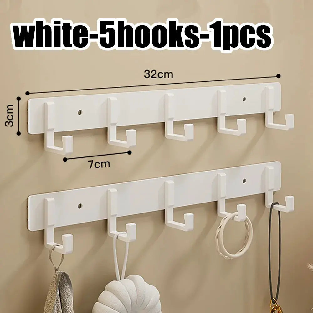 Kitchen Space white aluminum punch-free hook rack set by Simples Market with 2 bars and 10 hooks
