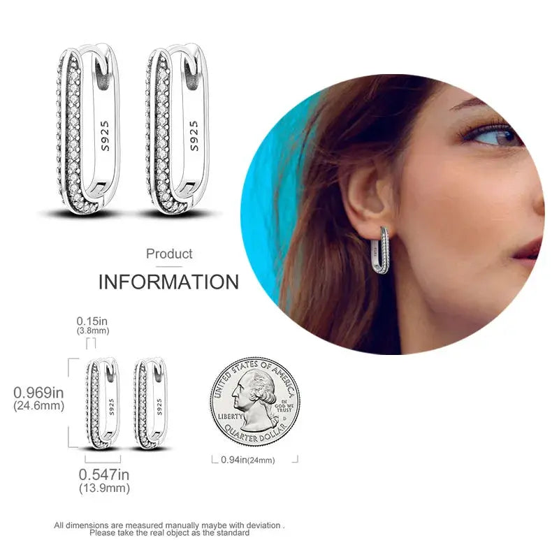 925 Silver Hoop Earrings For Women Zircon Heart Shape Star Eardrops Original Fashion Jewelry