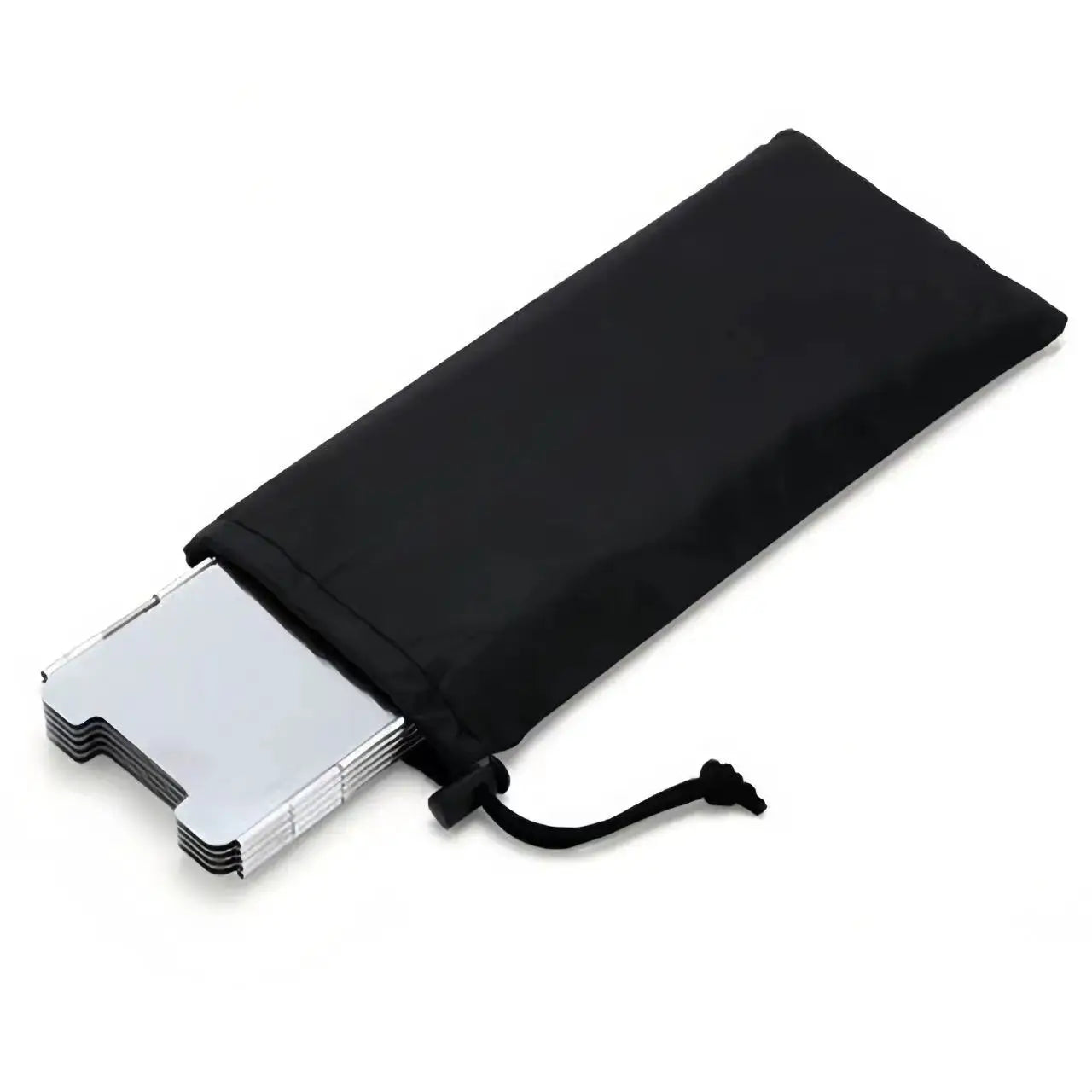 Gas stove wind shield with aluminum alloy plates (8/9/10) in a black carry sleeve