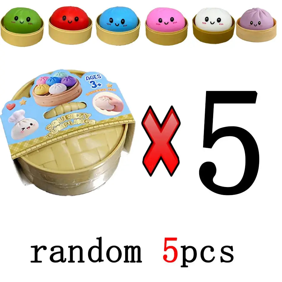 Dumpling Squishies Cute Colorful Bun Toy Slow Rising Stress Relief Fidget for Kids and Adults Anti Anxiety Gift