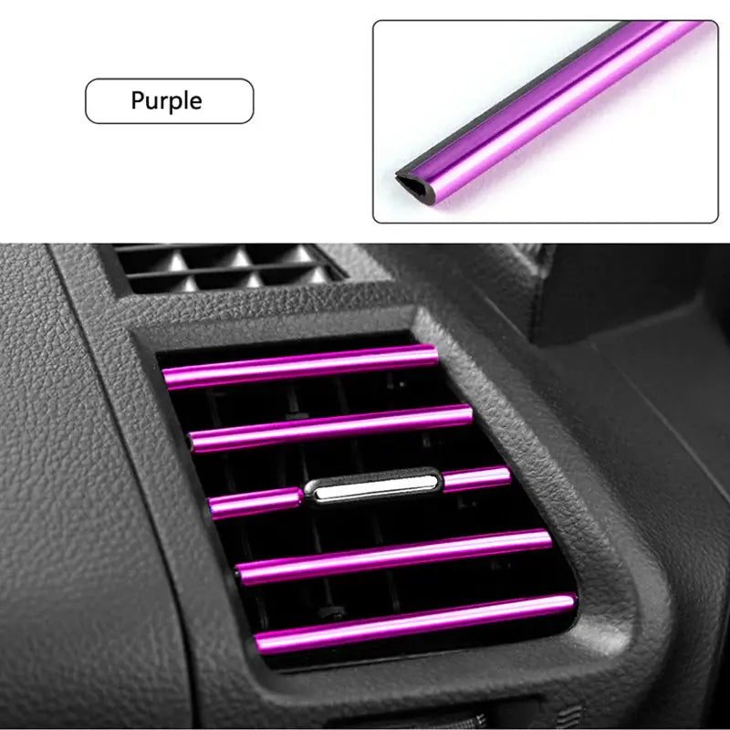 Simples Market 10-pack purple U-shaped car air vent decorative strips for interior.