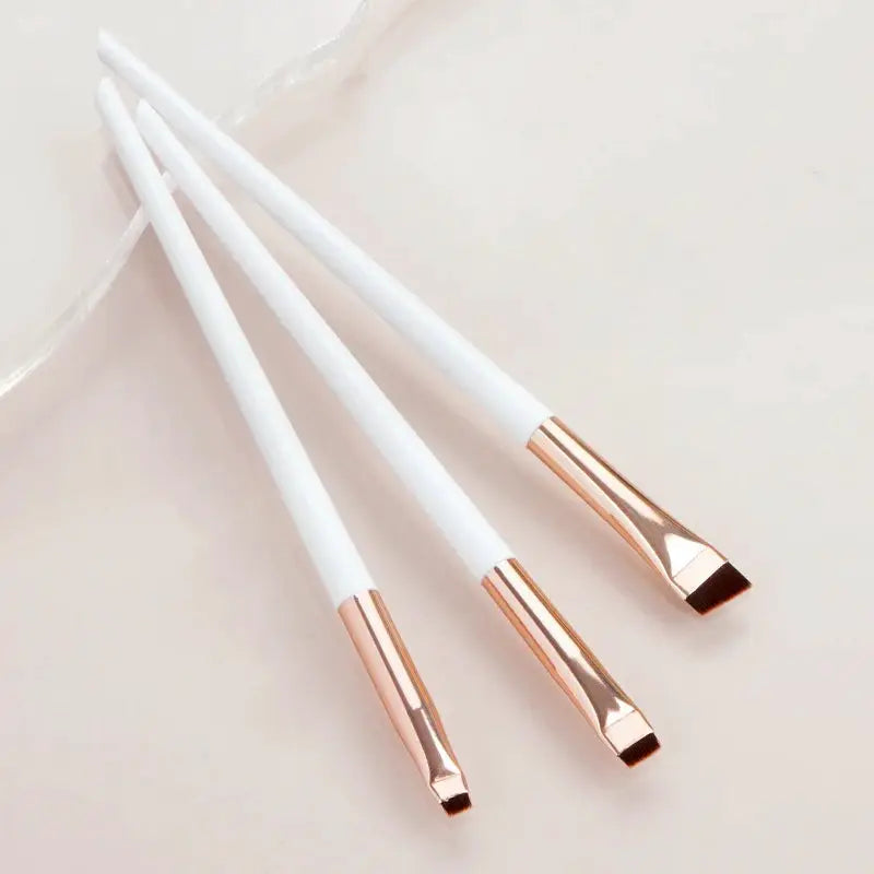 Karsyngirl 3 Piece Eyeliner and Brow Brush Set Portable Fine Angled Flat Ultra Thin Precision Tools