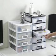 Clear Desktop Storage Box With Drawer Heightened Table Organizer Plastic Office Cabinet For Stationery Cosmetics