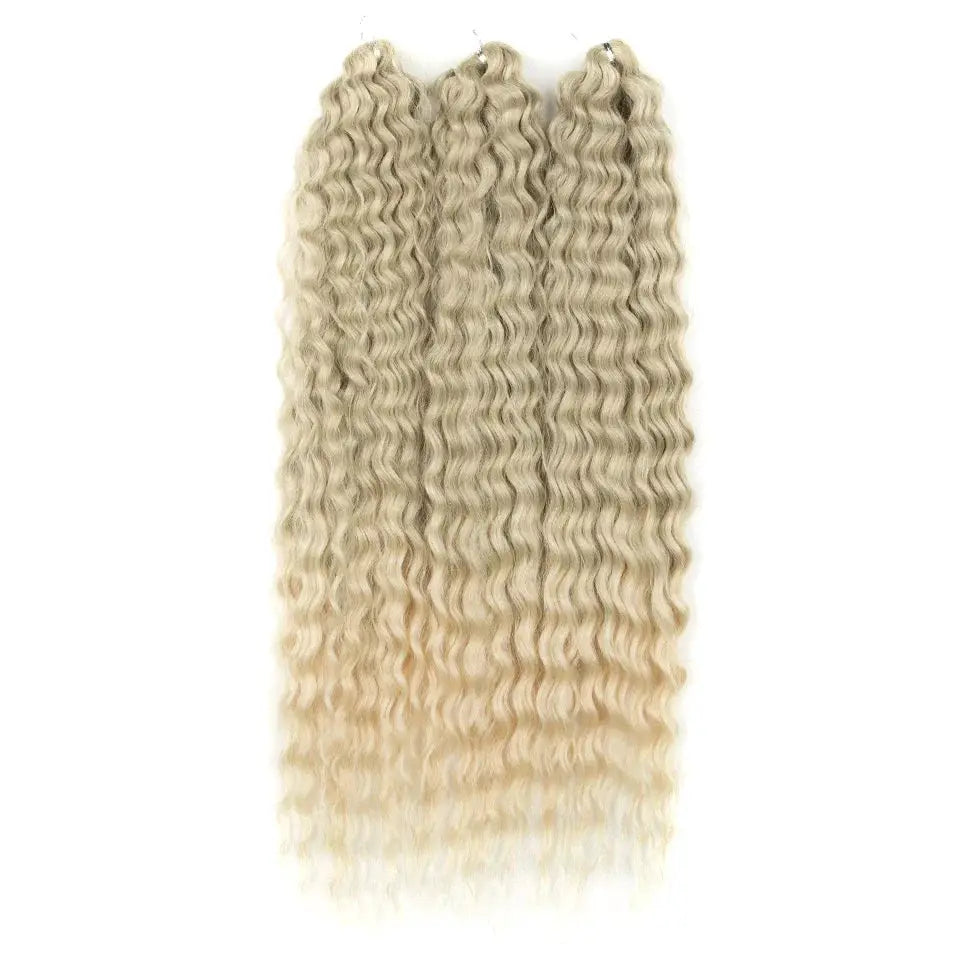 Simples Market FASHION IDOL 22in Ariel Curl synthetic ombre blonde crochet hair extensions, 3 bundles