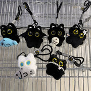 Cute Plush Black Cat Keychain Bag Charm Pendant Kawaii Toy For Women And Couples Gift Accessories