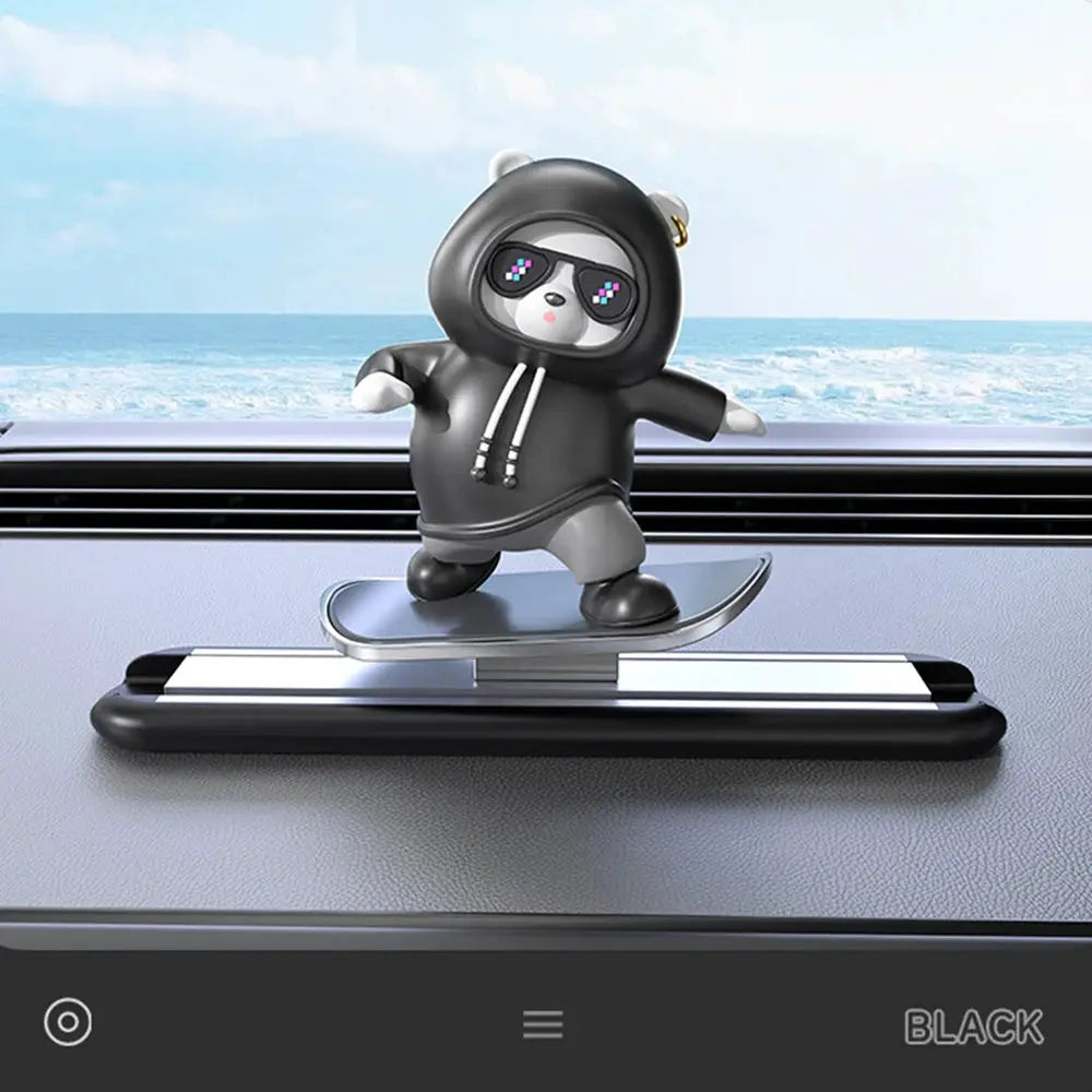 Skateboard Bear Magnetic Parking Number Plate For Dashboard Car Interior Decor Cartoon Ornament