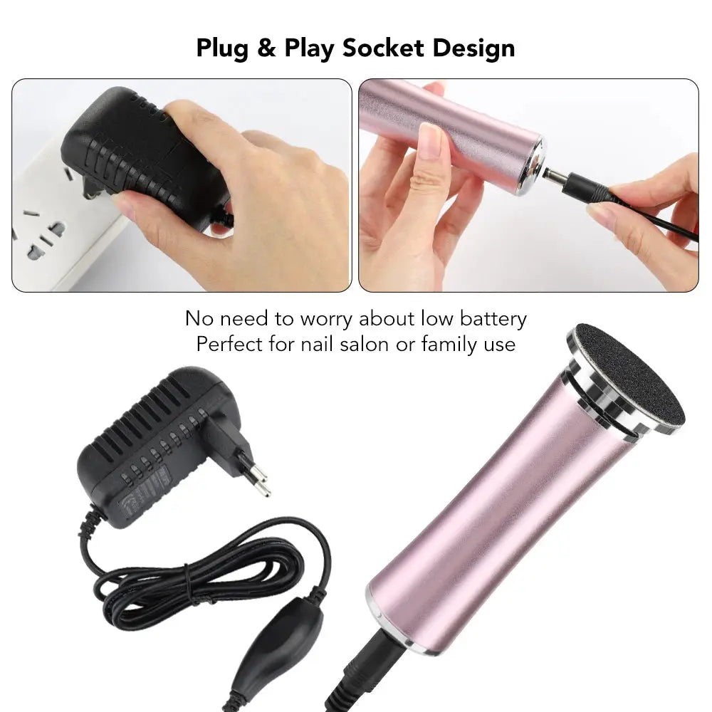 Simples Market pink electric foot callus remover with replaceable sanding head and replacement discs, power adapter