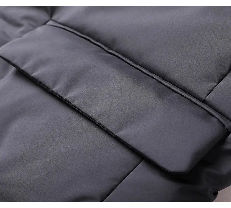 Men's winter down jacket, charcoal gray padded coat with 90% white duck down by Simples Market