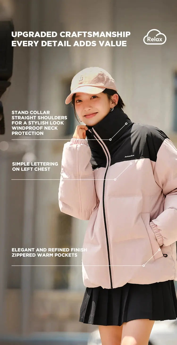 Semir down jacket, pink and black color-blocked puffer with windproof, waterproof design