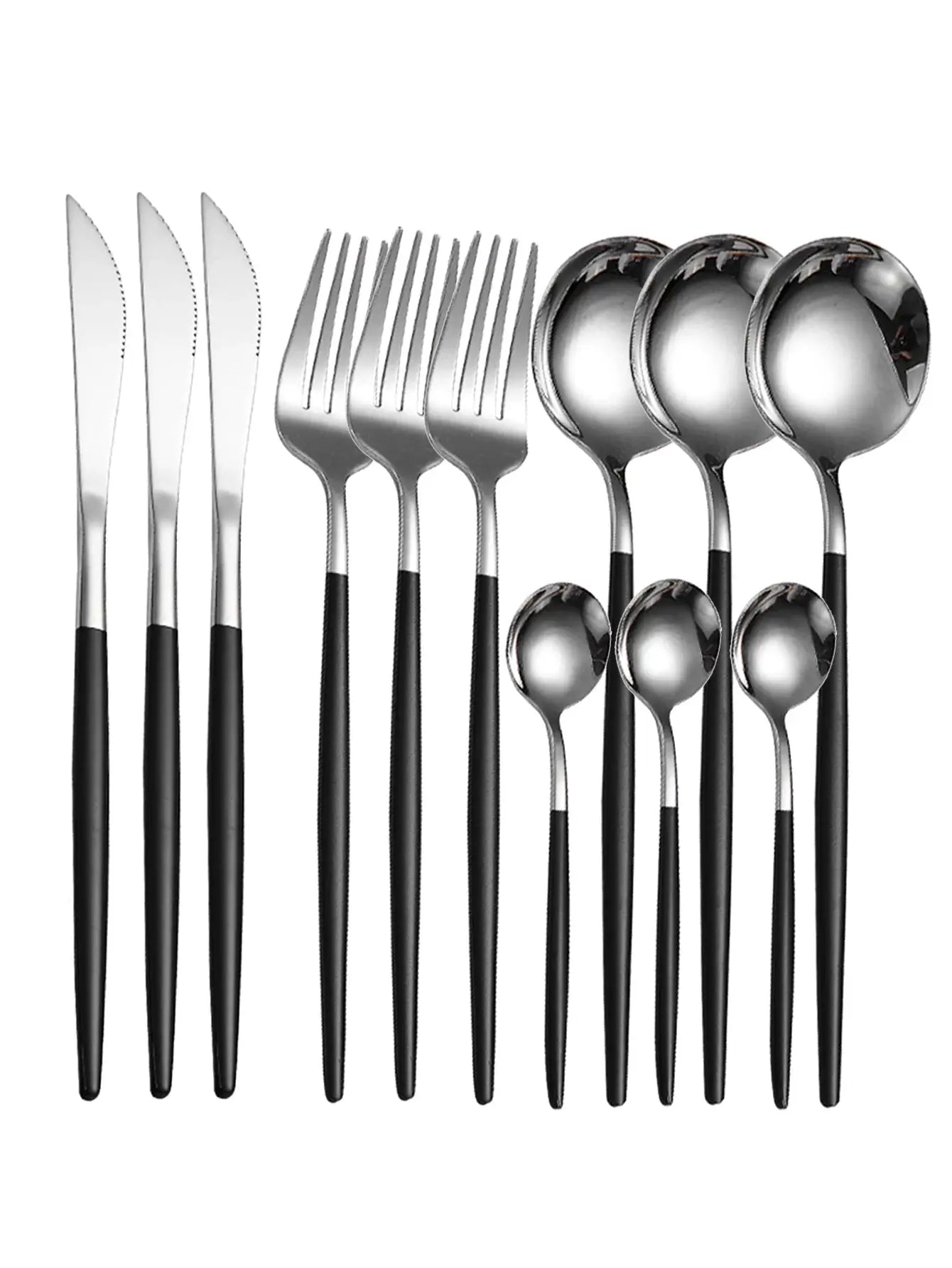 12 Piece Stainless Steel Cutlery Set With Portuguese Design Includes Steak Knives Forks Dessert Spoons Coffee Spoons