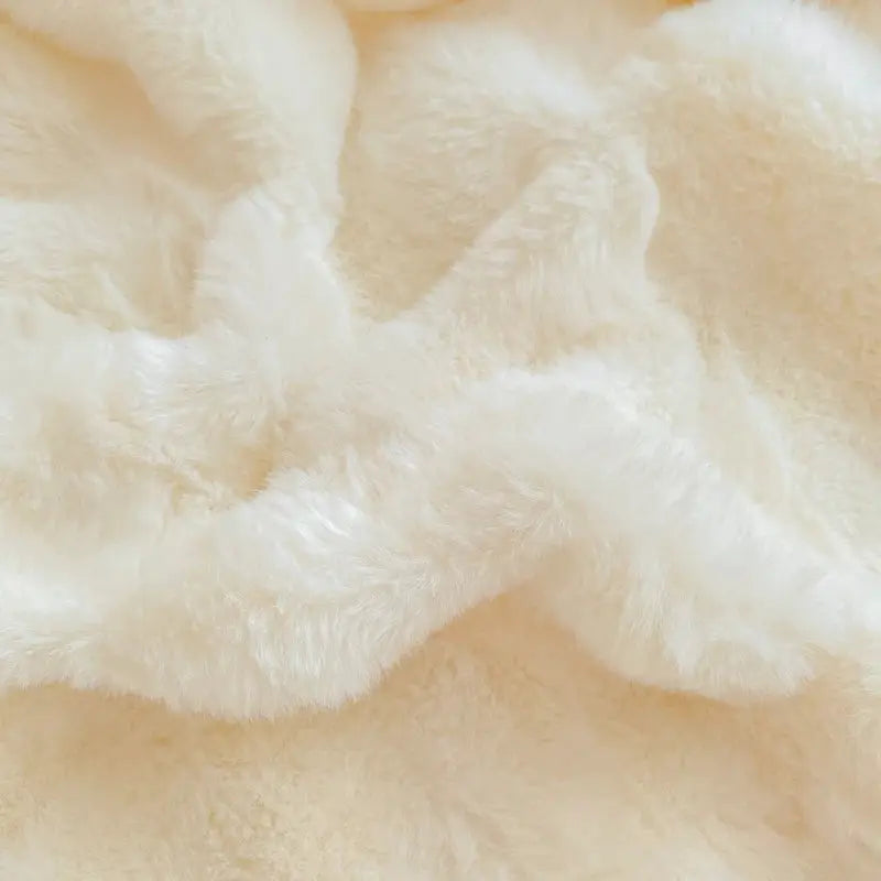 2pcs cream fluffy plush pillowcases 48x74cm from Simples Market with soft rabbit fleece texture
