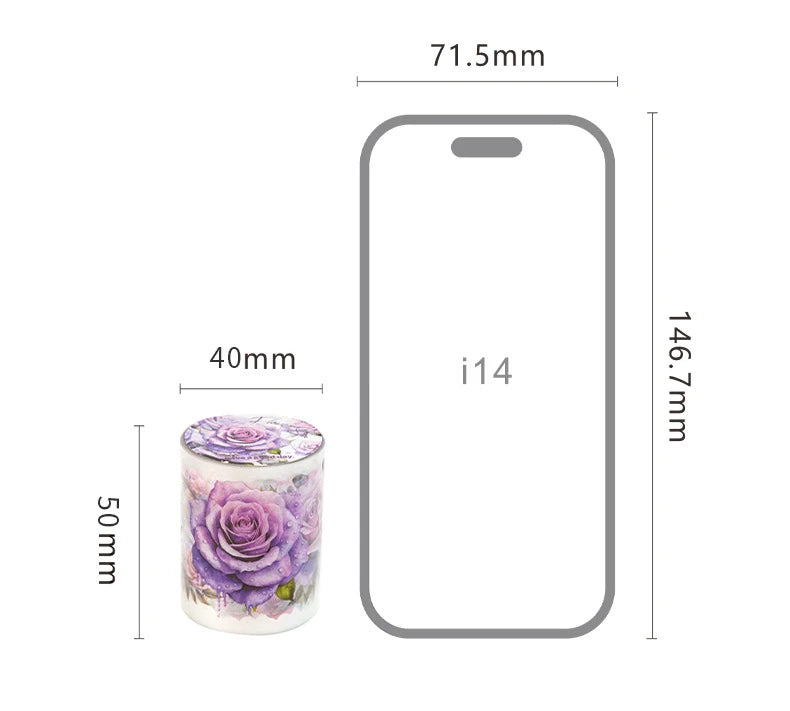 Mr.paper PET Washi Tape Flower Garden decorative tape set, purple rose pattern, two items shown by Simples Market