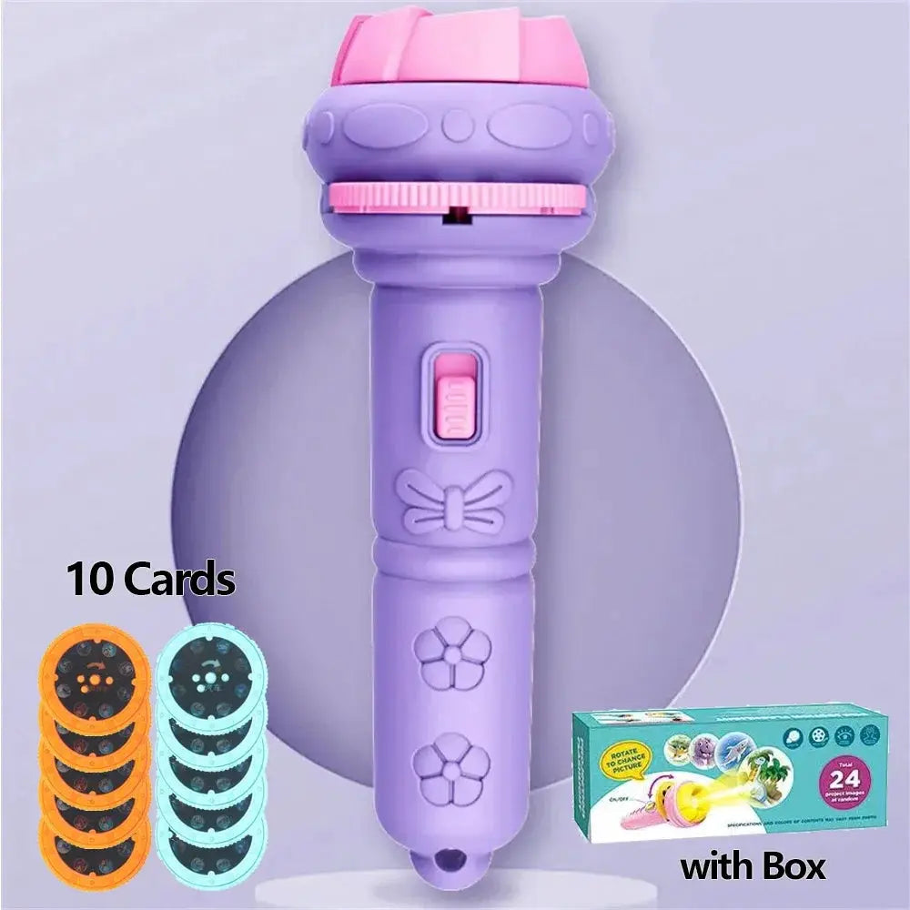 10 Cards Cartoon Projection Flashlight With 80 Patterns Kids Projector Toy For Bedtime Stories And Creative Learning