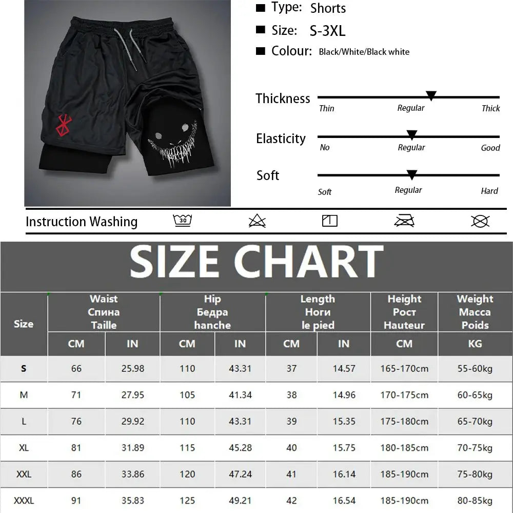 Simples Market 2-in-1 men's black running shorts with red emblem and quick-dry fabric.