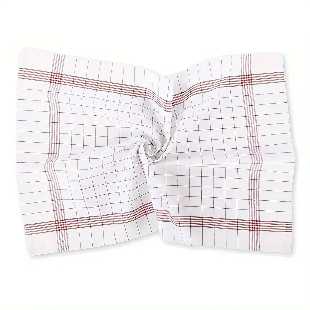 2-pack classic plaid dish towels, white with red checks, large kitchen towels