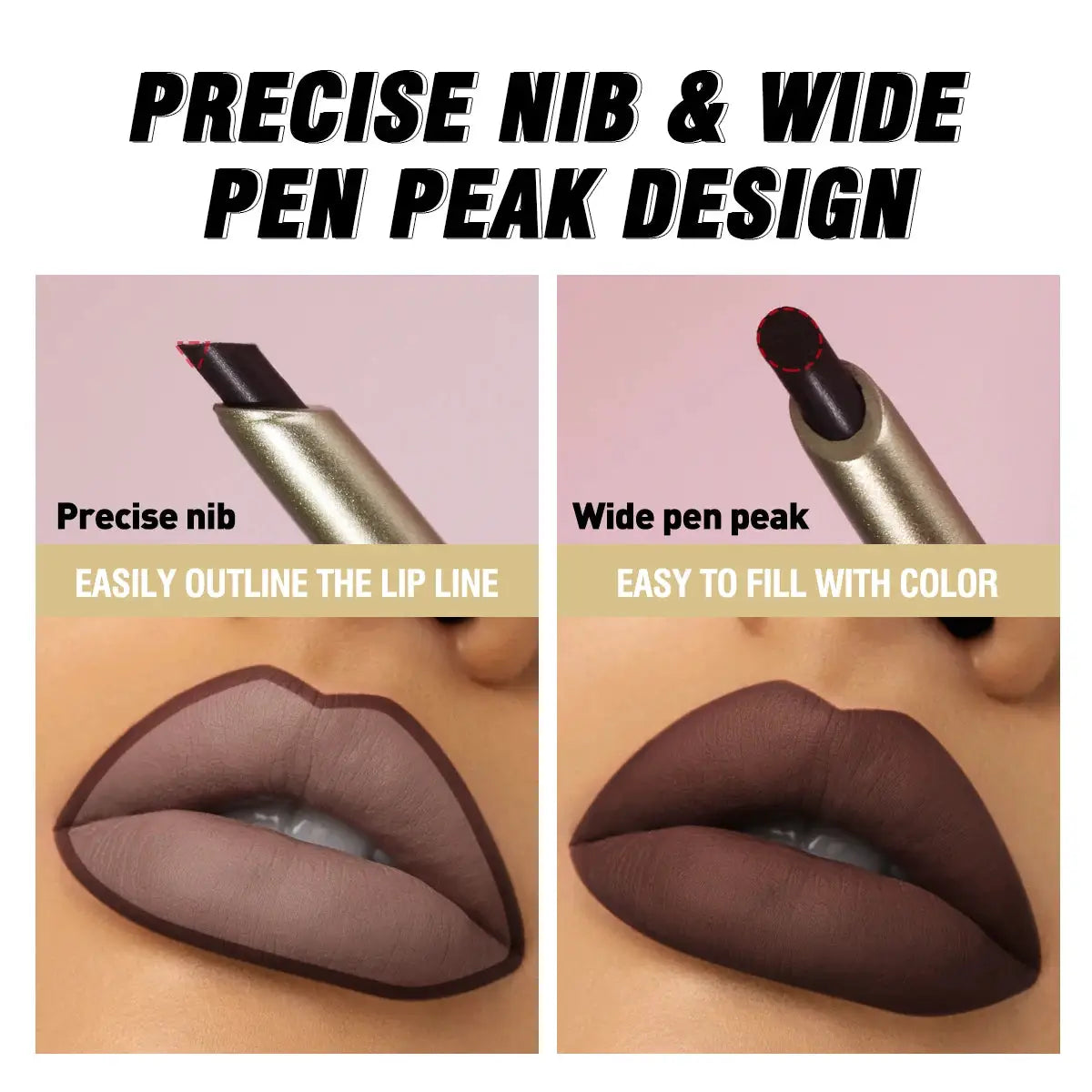 LuxLiner Matte Lip Liner Pencil Six Nude And Brown Shades Bevel Design For Precise Contour And Long Lasting Color
