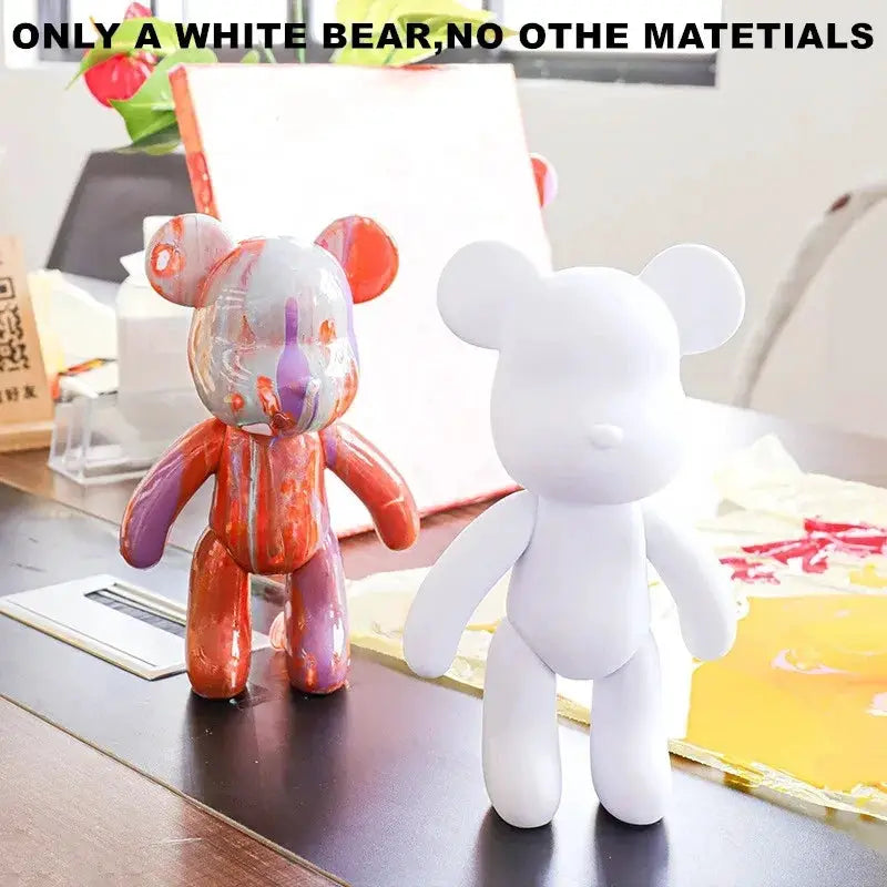DIY Fluid Bear Sculpture Handmade Bearbrick Doll Violent Bear Graffiti Painting Toy Parent Child Gift Home Decoration