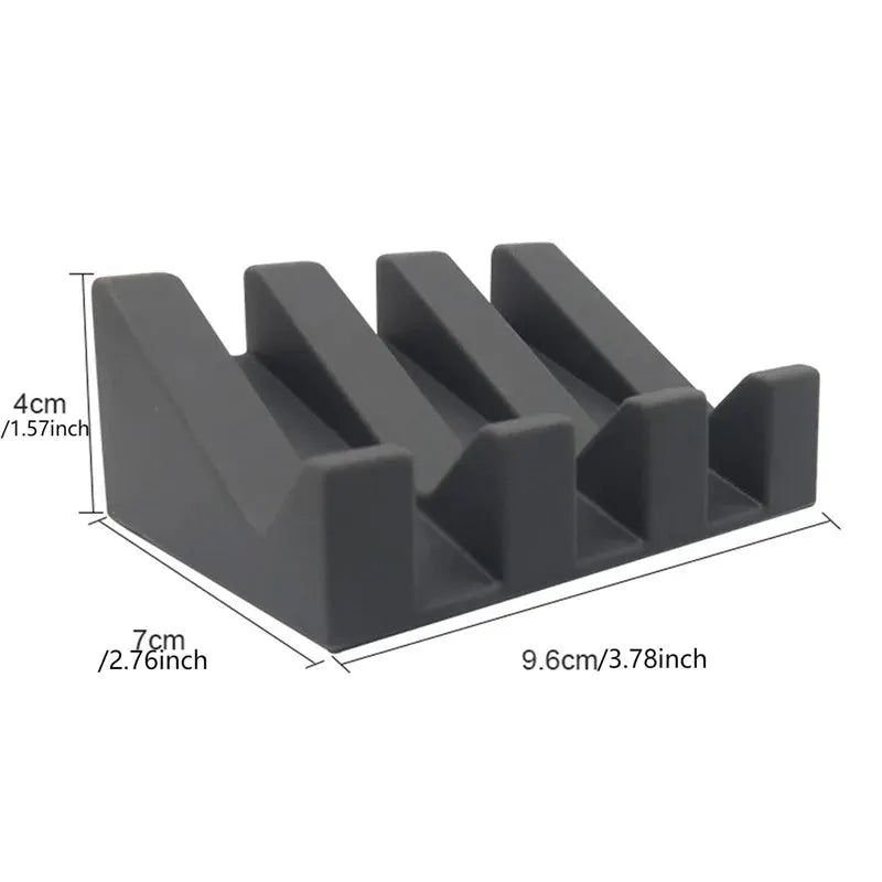 Simples Market gray silicone soap dish rack with three slots for sponge and soap
