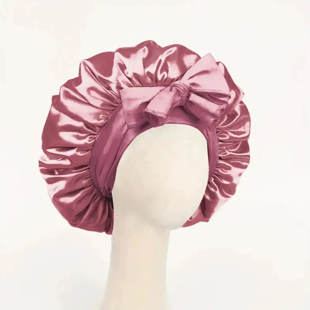 SilkNest Satin Silk Bonnet Adjustable Sleep Cap With Tie Band For Frizz Free Hair Keeps Hair Smooth Overnight