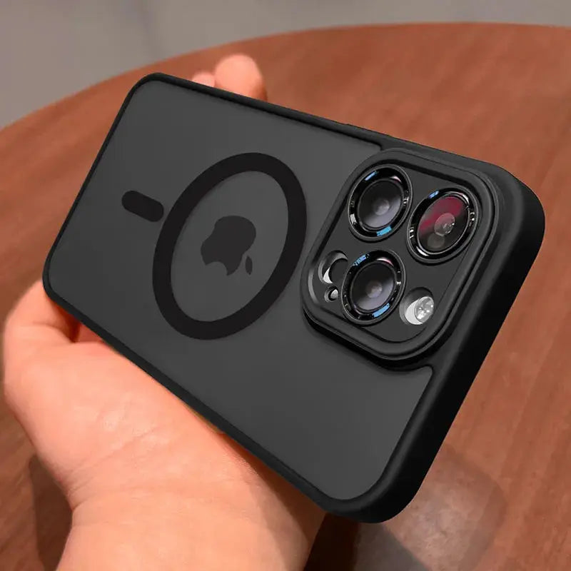 MagSafe phone case by Simples Market, luxury matte black, shockproof, for iPhone 11–17.