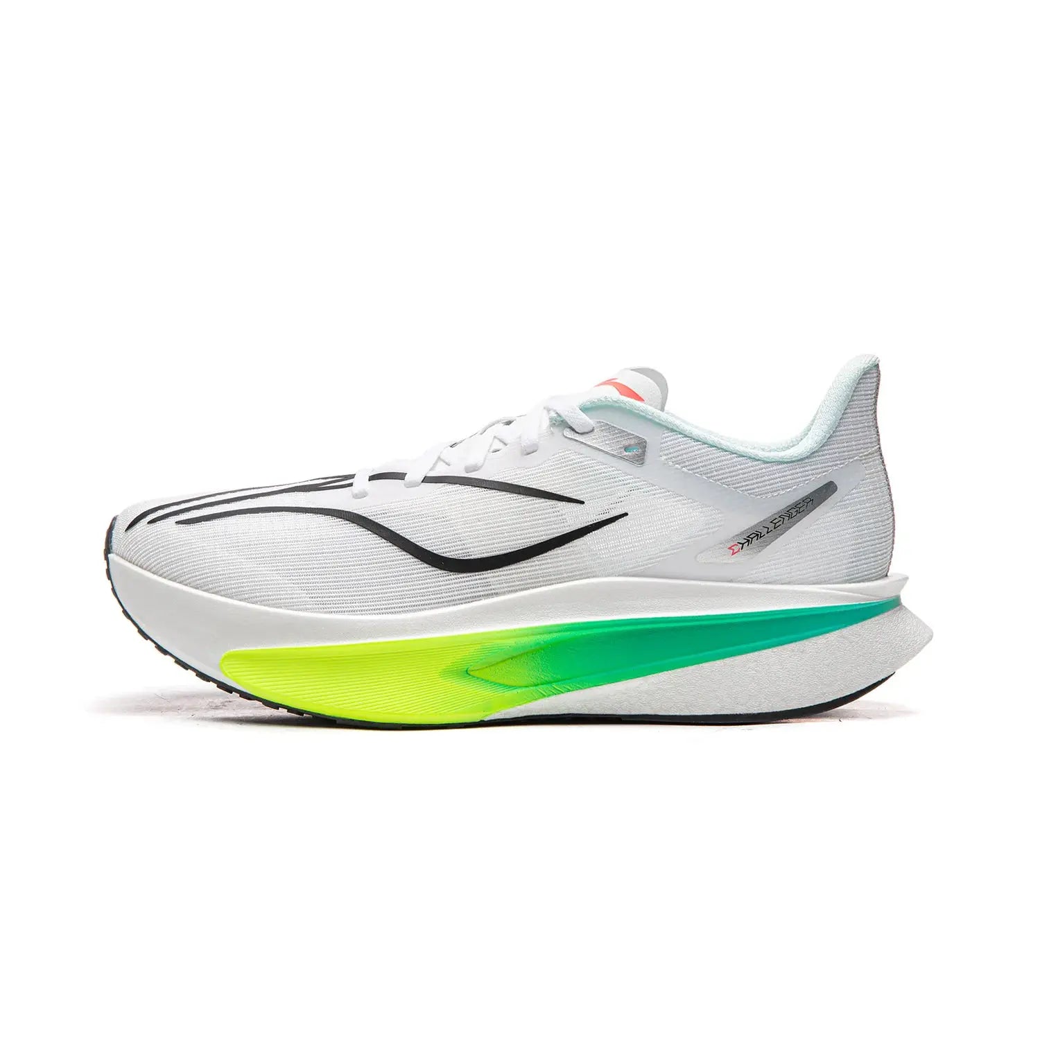 Li-Ning Feidian 6 Challenger men's racing shoes, white mesh upper with neon lime midsole