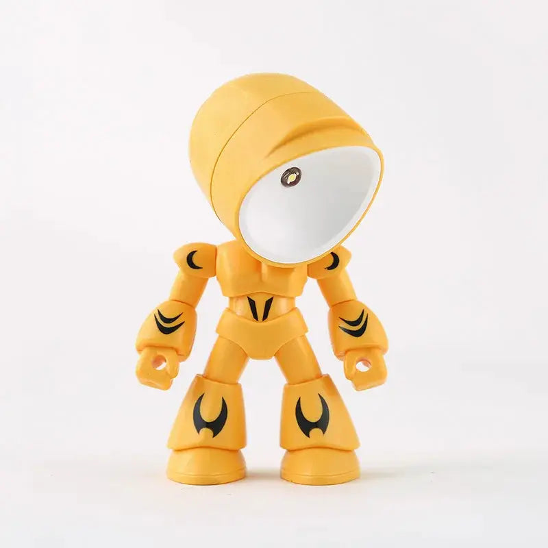 Mini night light LED desk lamp in yellow cartoon hero robot figure