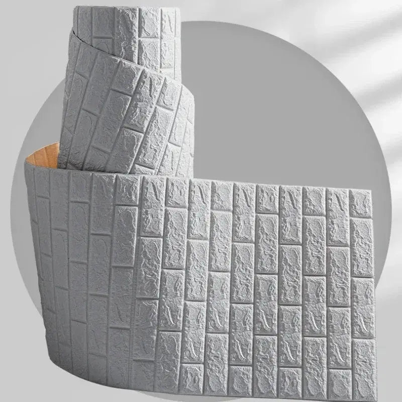 3D self-adhesive brick wallpaper roll, gray waterproof wall stickers for living room and bedroom by Simples Market