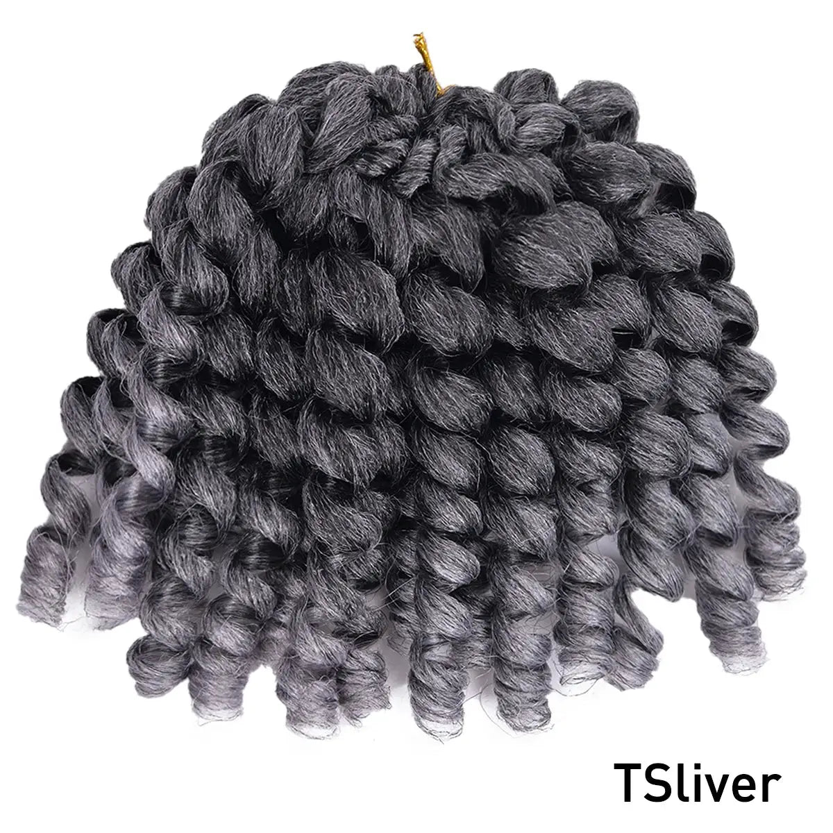 Simples Market TSiver synthetic ombre braiding hair bundle in grey-black curly wand curl crochet texture