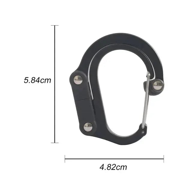 Simples Market multifunctional rotating carabiner, black heavy-duty hook for outdoor camping and hiking