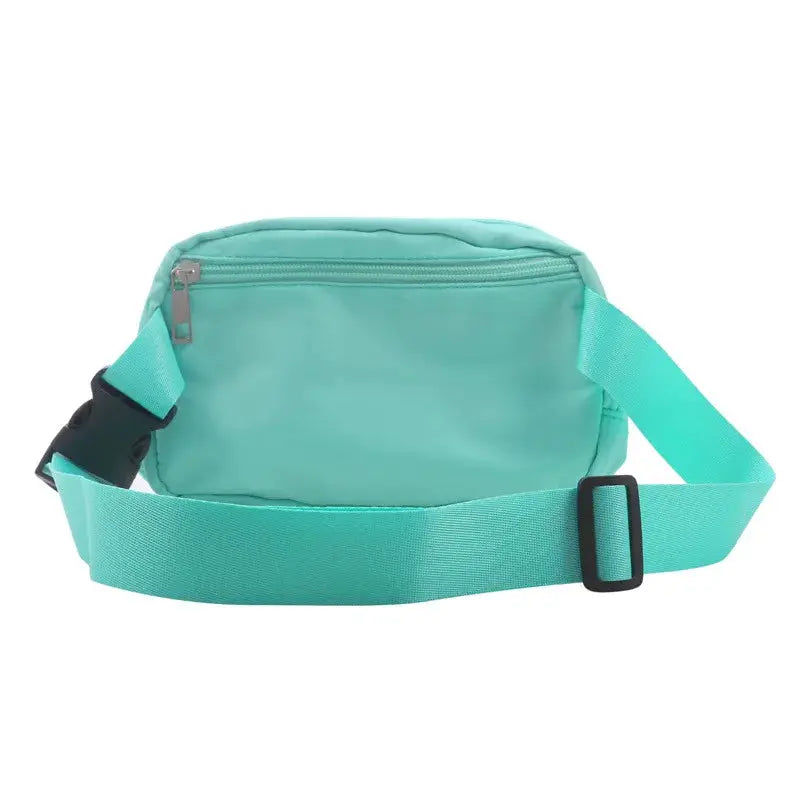 Waist bag by Simples Market, teal fanny pack with zipper and adjustable strap
