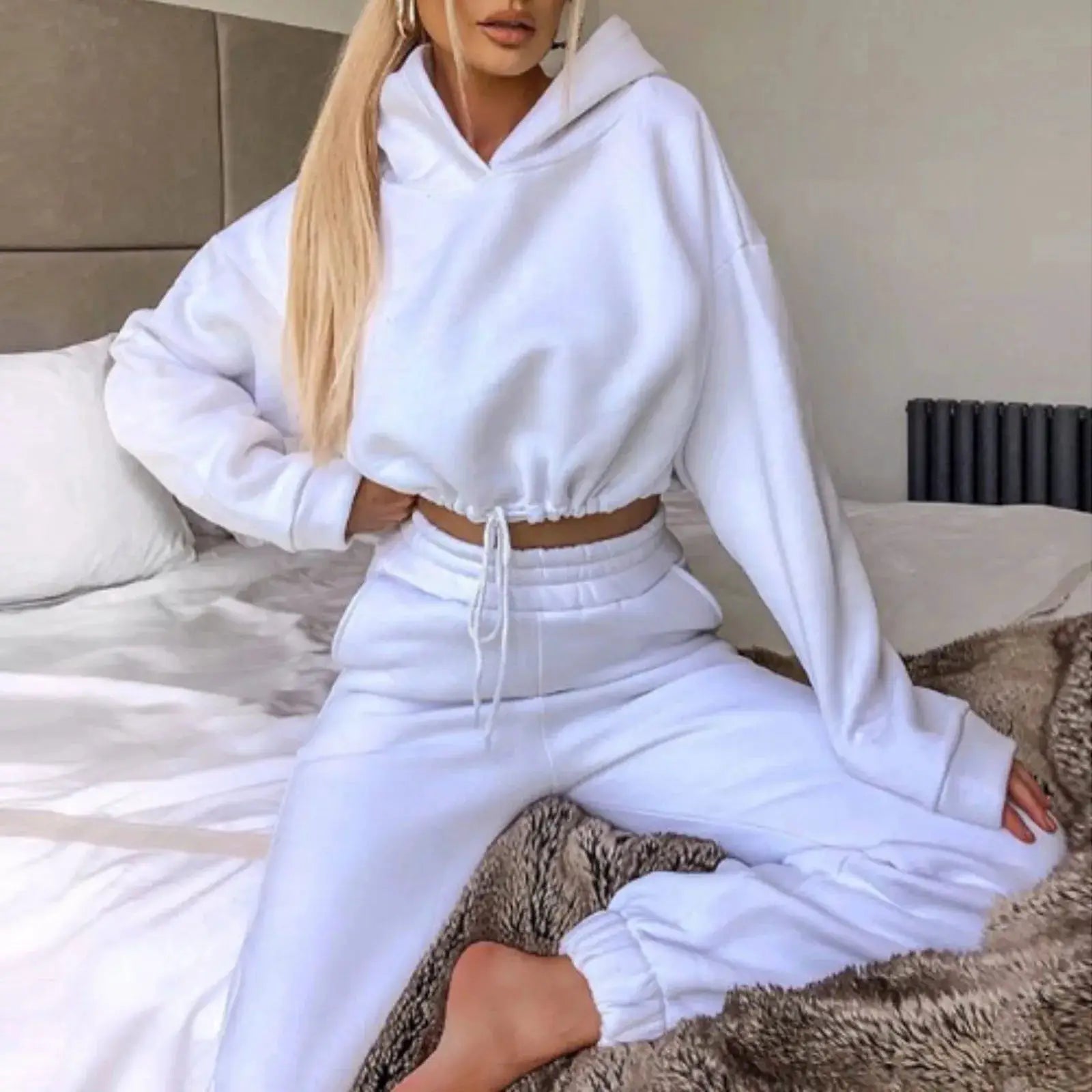 Fashion Trend Womens Long Sleeve Sports Casual Two Piece Set Lightweight Knit Blend With Stretch For Comfort