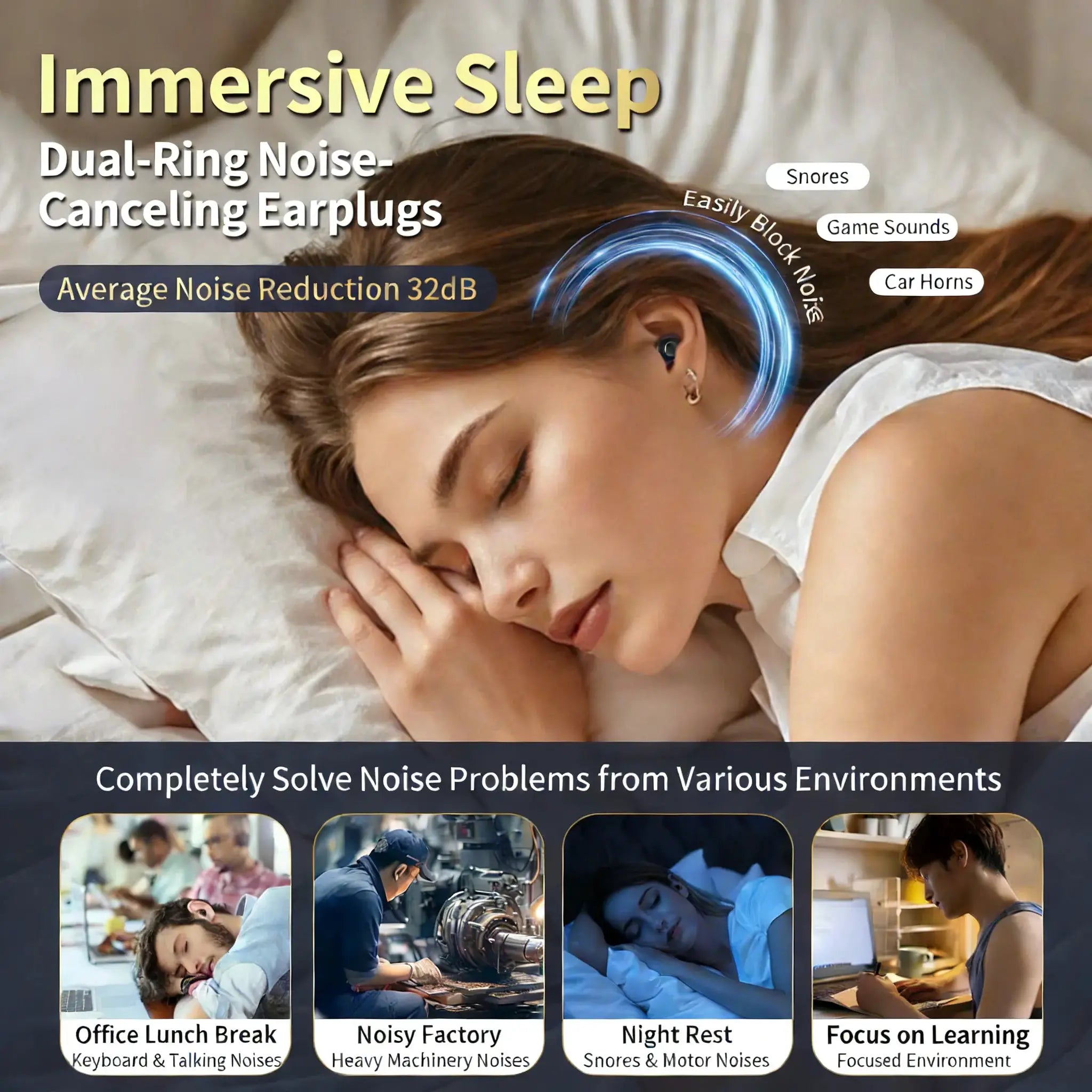 QuietGuard Reusable Silicone Ear Plugs With Noise Cancelling Hearing Protection For Sleep Travel And Work