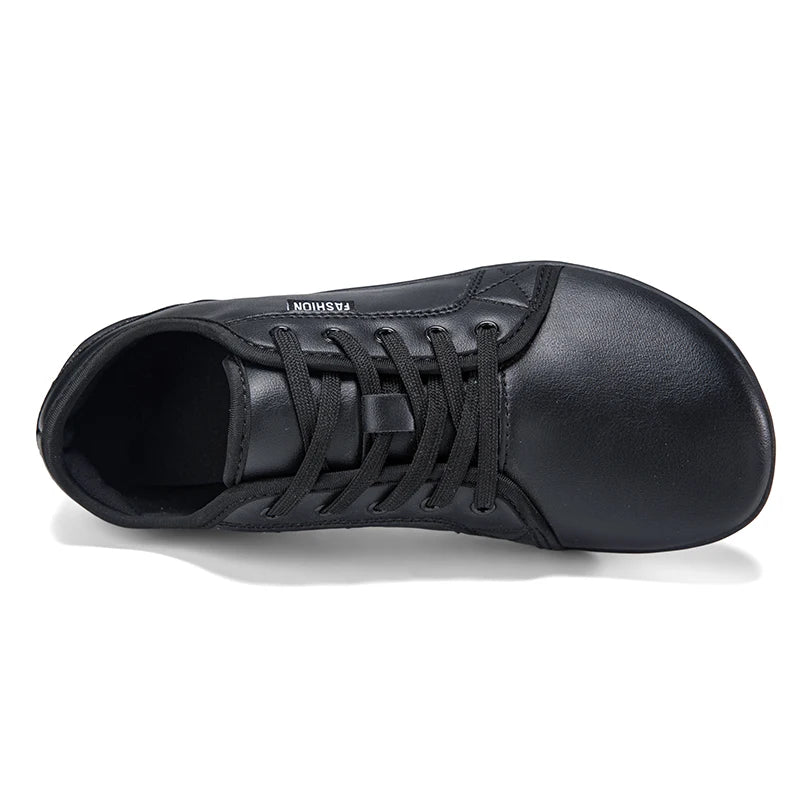 Simples Market wide version barefoot shoes, black lace-up unisex walking shoes with lightweight soft sole