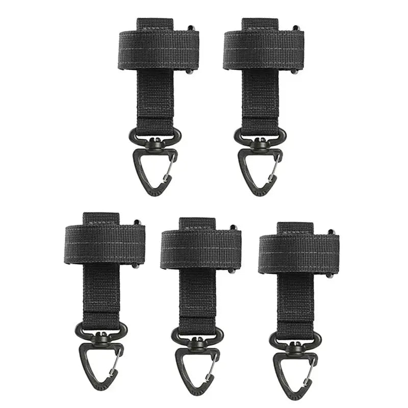 Simples Market nylon hook clips, five black straps with metal carabiners for outdoor camping