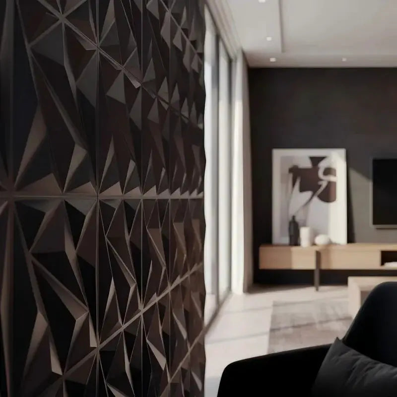 Simples Market 10pcs 30x30cm 3D wall panels in dark geometric tile pattern for living room decor