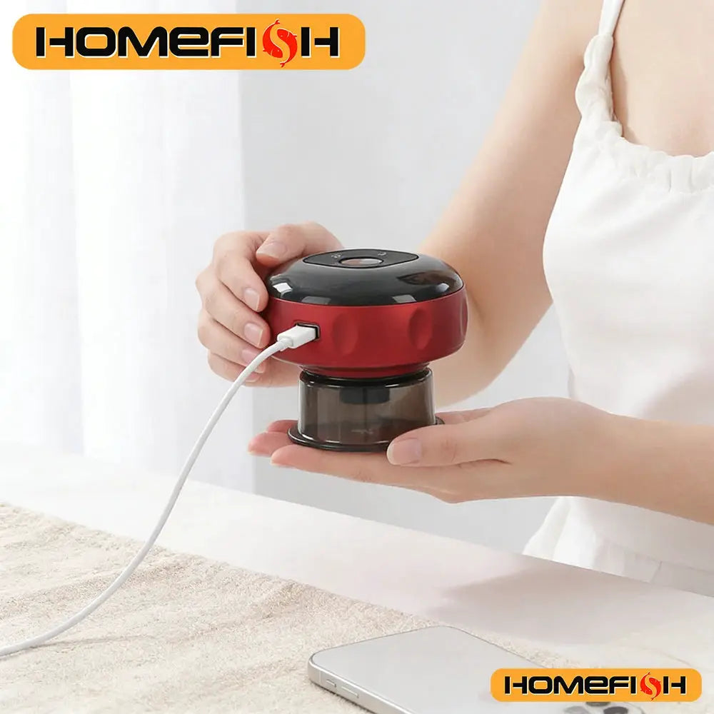 Plug-in smart vacuum cupping massager, red and black with suction cup, Homefish by Simples Market