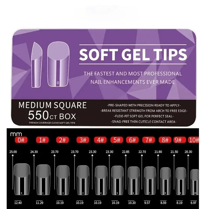 Nailuxe Pro Nails 550 Piece Soft Gel Nail Tips Medium And Short Full Coverage Matte Apricot Coffin Head Shape