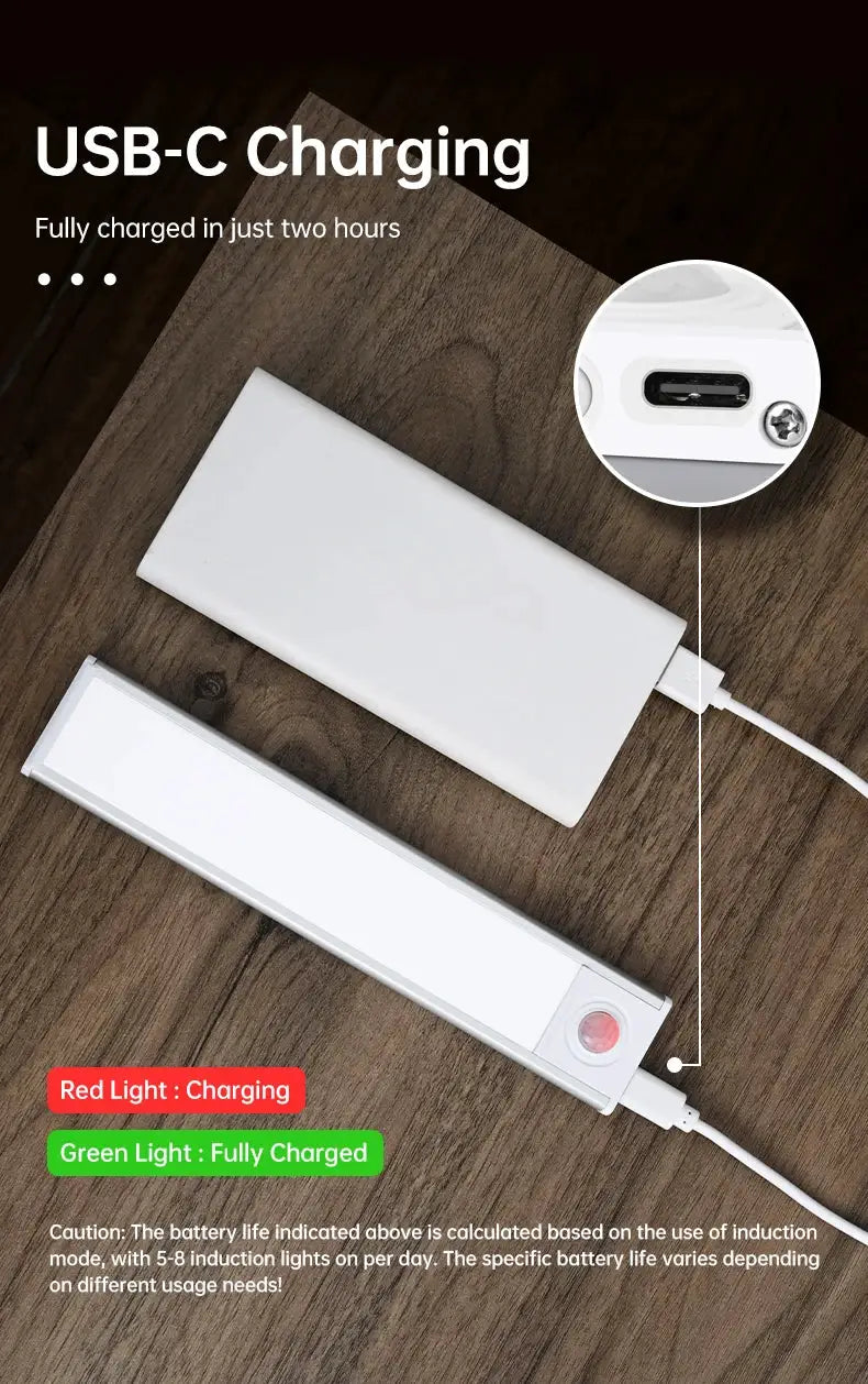 LED Motion Sensor Light by Simples Market, white wireless USB under-cabinet night light