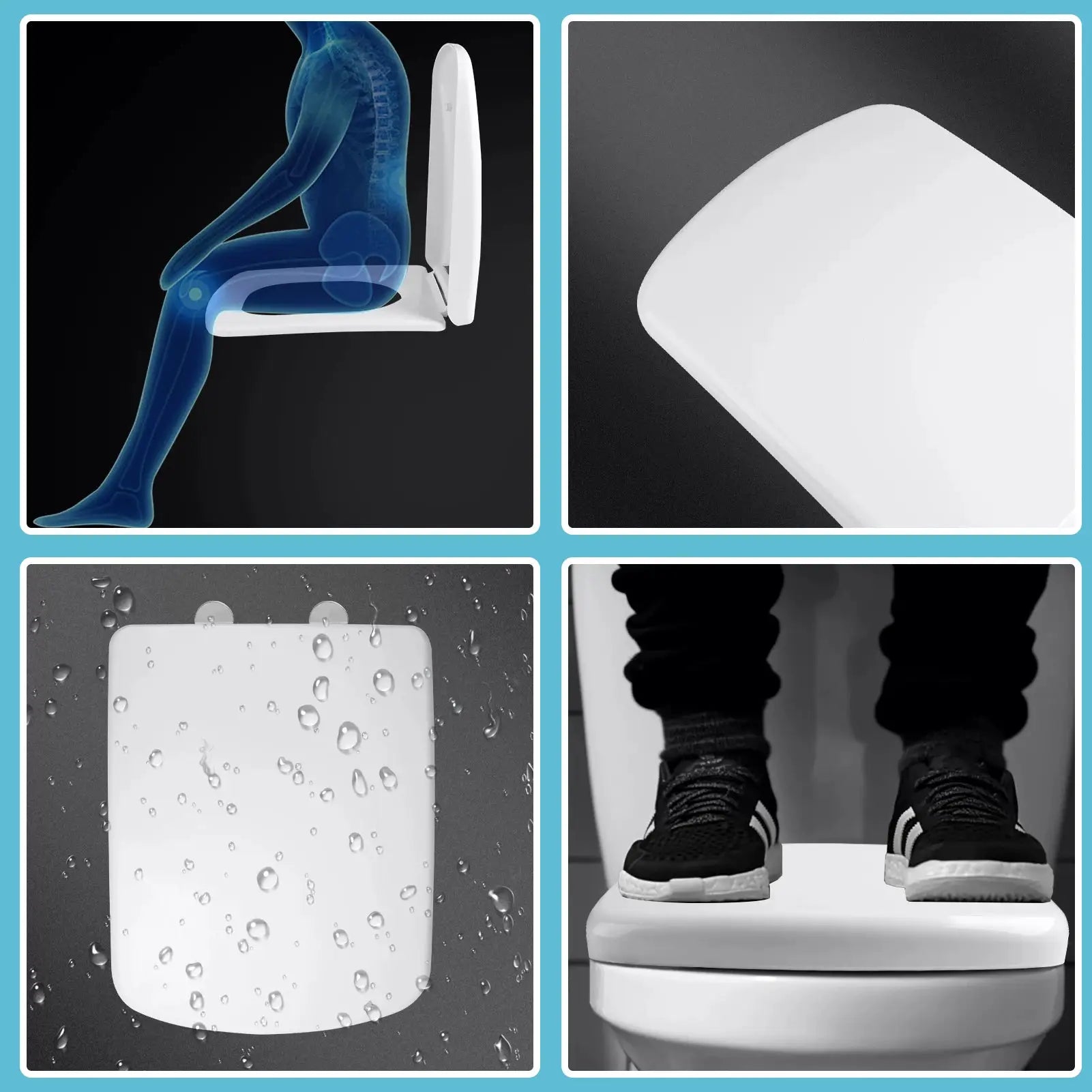 White toilet seat with soft-close adjustable hinges by Simples Market, easy to install and clean