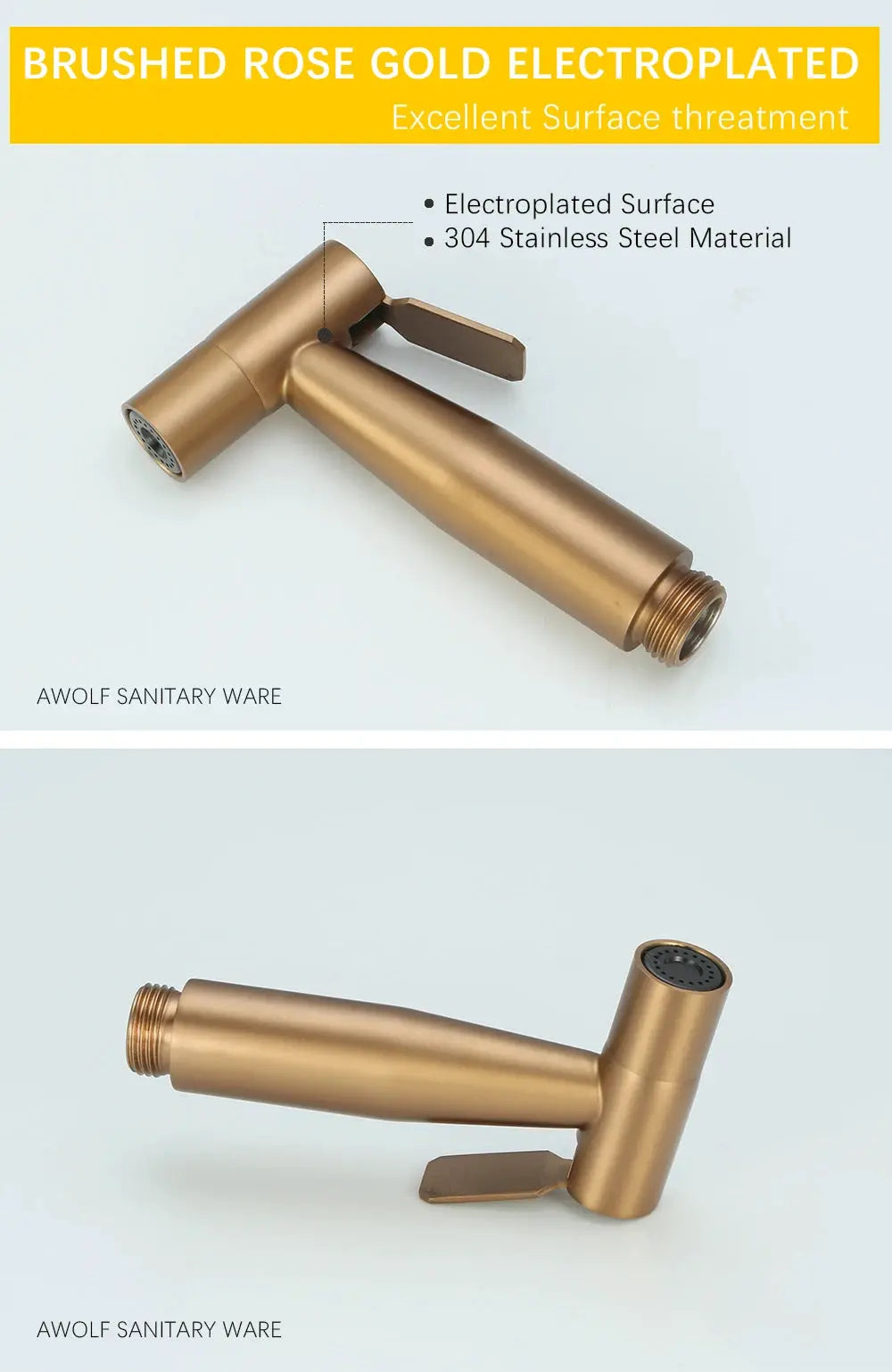 Simples Market handheld toilet bidet sprayer head in brushed rose gold stainless steel