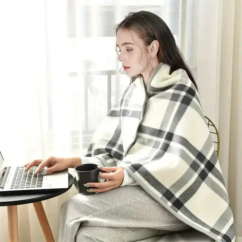 CozyNest Flannel Shawl Blanket Wearable Soft Cotton Polyester Blend For Office Warmth Travel And Home Use Casual Style